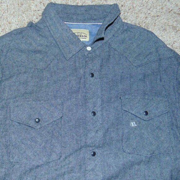 Mens Sport Shirt XL Roebuck & Co Gray Long Sleeve Snap Front Collared - Picture 2 of 4